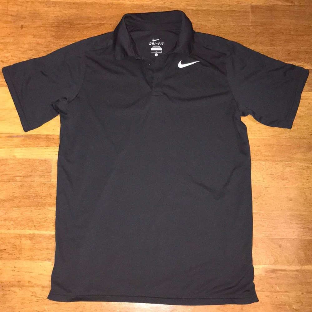 Black nike dri fit collared shirt
